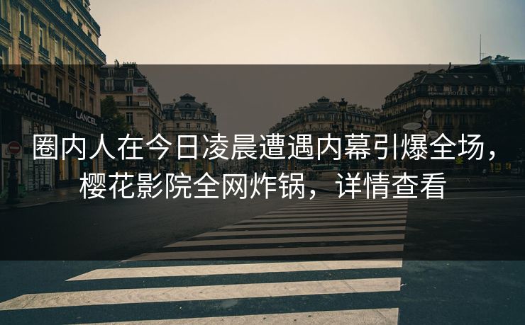 圈内人在今日凌晨遭遇内幕引爆全场，樱花影院全网炸锅，详情查看
