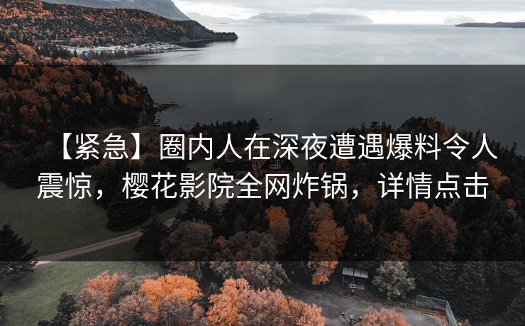 【紧急】圈内人在深夜遭遇爆料令人震惊，樱花影院全网炸锅，详情点击